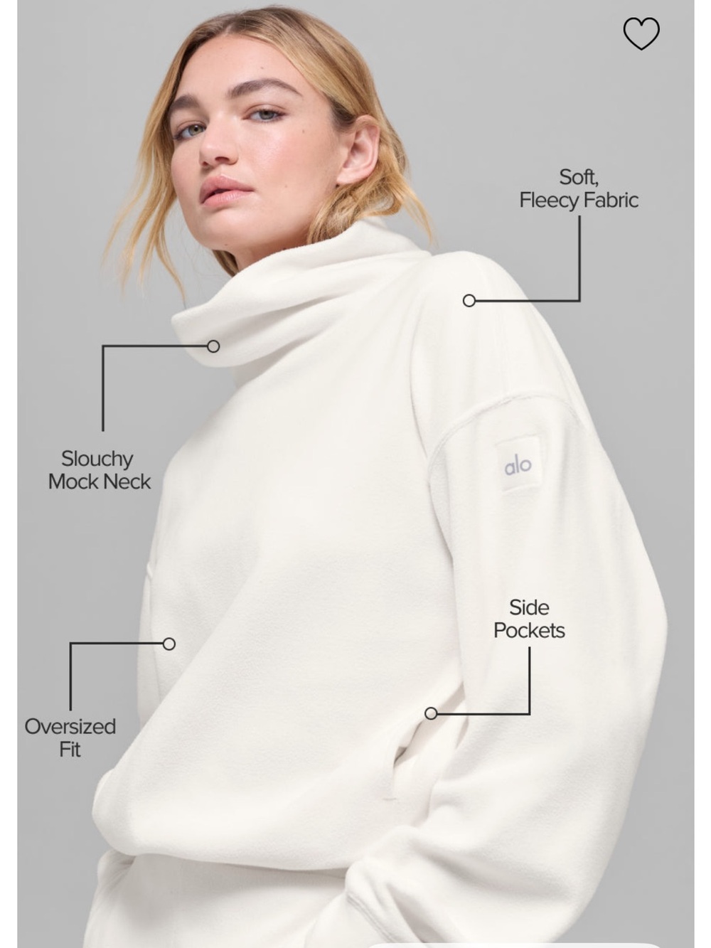 NWT Alo yoga polar fleece haze pullover